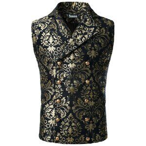 Men's Victorian Gentleman Aristocrat Gold Double Breasted Vest Gothic Steampunk